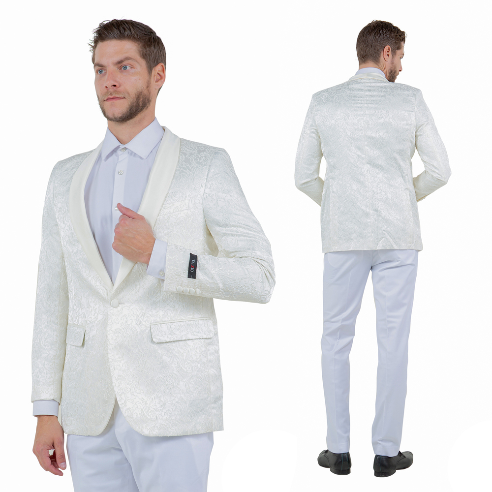 Tazzio Paisley Blazer Only Slim Fit Mens Jacket, Cream